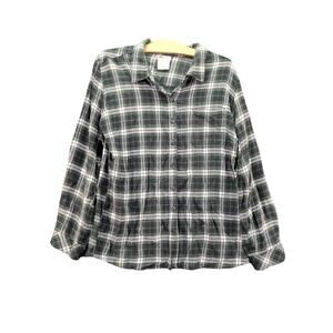 Womens Dickies Button Up Long Sleeve Green Black Plaid Shirt Size 2X